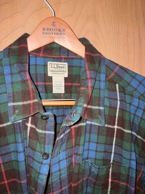 L.L. Bean Plaid Flannel Shirt in Green, Blue & Brown